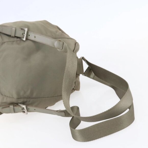 PRADA Backpack Nylon Beige Silver Auth 148934 - Picture 8 of 16